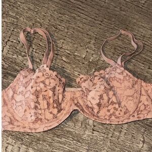 Victoria Secret Body by Victoria Pink Floral Lace Unlined Demi Bra Underwire 34C